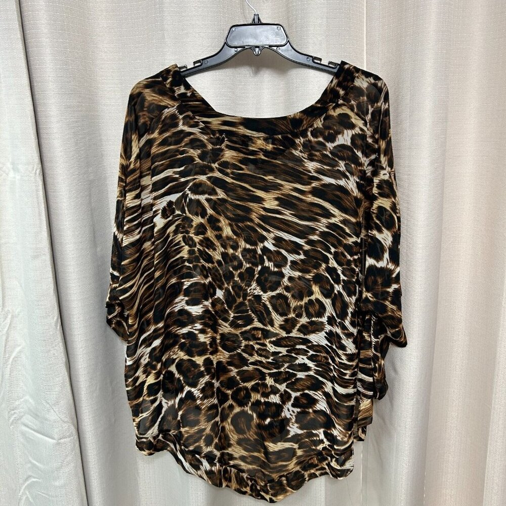 Show Me Your Mumu Overlay Tunic Top Women's Size Small Leopard Print Lightweight - Picture 2 of 8
